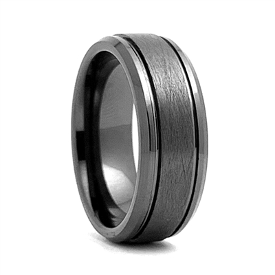 8mm High-Tech Ceramic Wedding Ring with beveled edges and Meteorite ...
